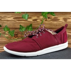Toms Women Sz‎ 11 M Burgundy Lace Up Running Fabric Shoe